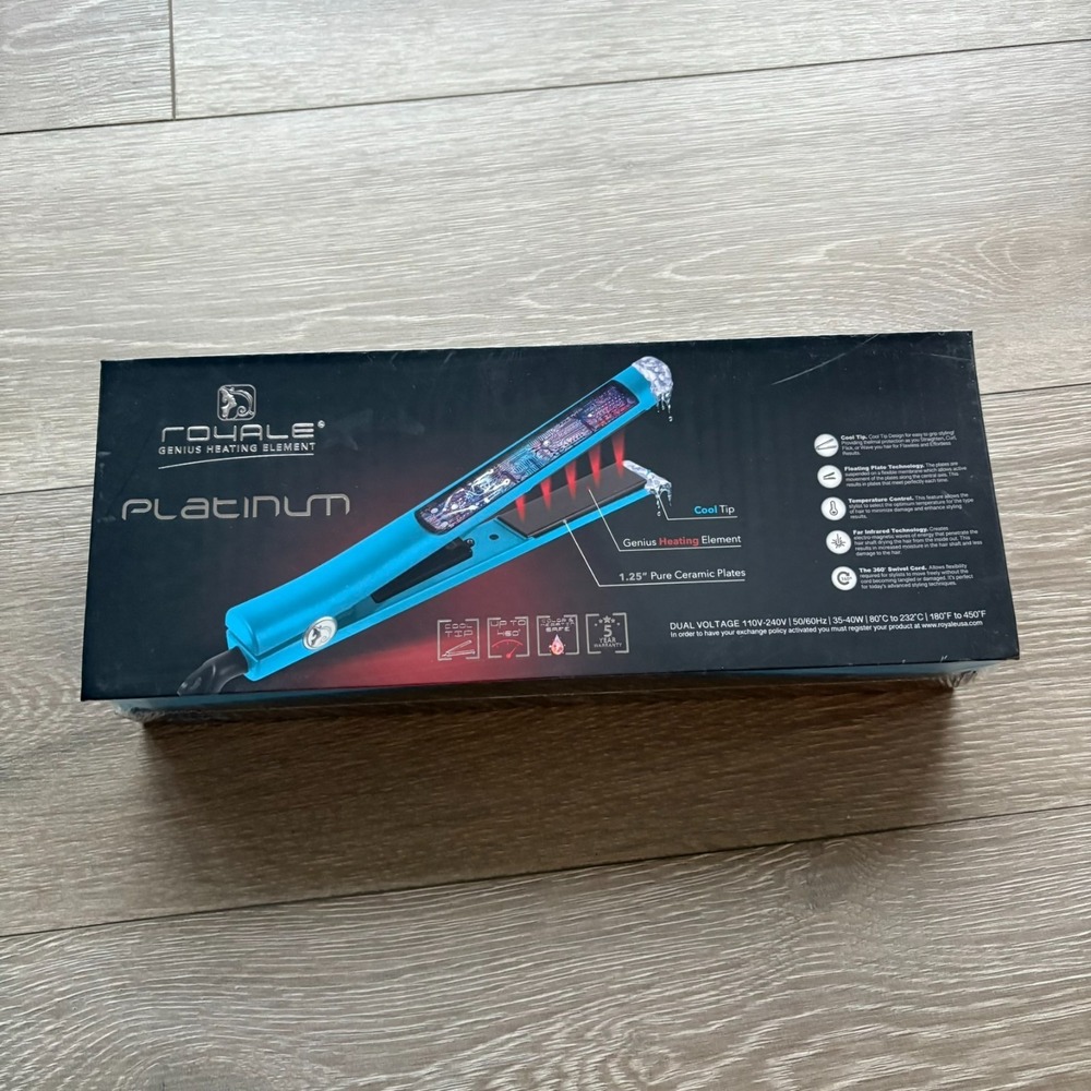 Royal Baby Blue Platinum Genius Heating Element Hair Straightener Ceramic Plates